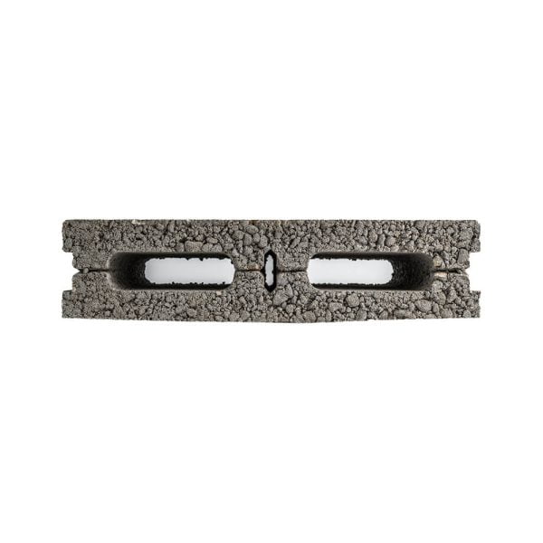 Al Manaratain 4" hollow core concrete block - straight-on side view